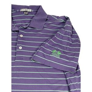 Peter Millar Polo Golf Shirt‎ Medium Purple Stripe Colonial Country Club Texas